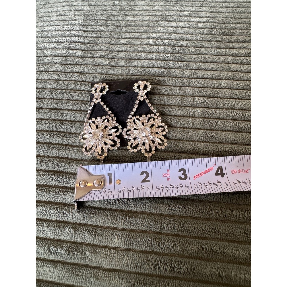 Dramatic Rhinestone Dangle Earrings Statement Pro… - image 5